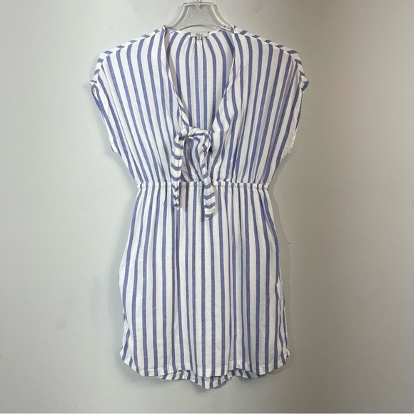 Rails Charlotte Linen Dress Grenadines Stripe Blue & White Tie Front XS Revolve - Picture 8 of 16